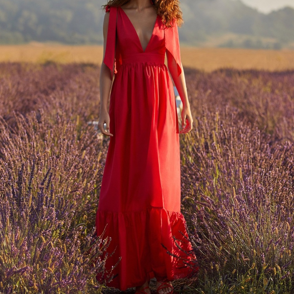 SOLD - Red tie strap formal dress - Alamour brand